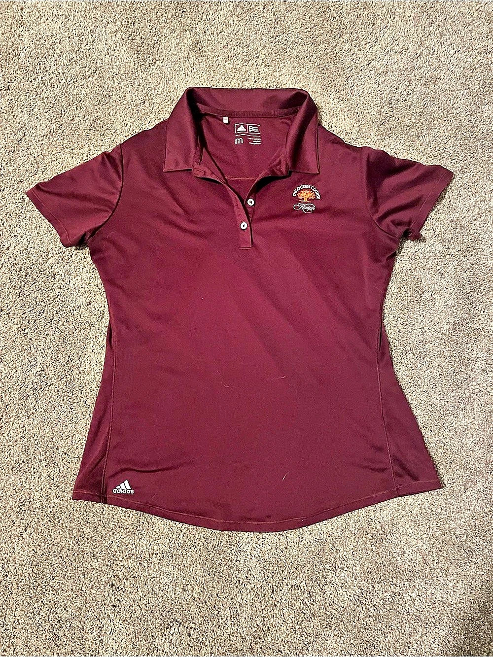 Adidas Golf The Ocean Course Kiawah Women's Polo Shirt Burgundy Medium